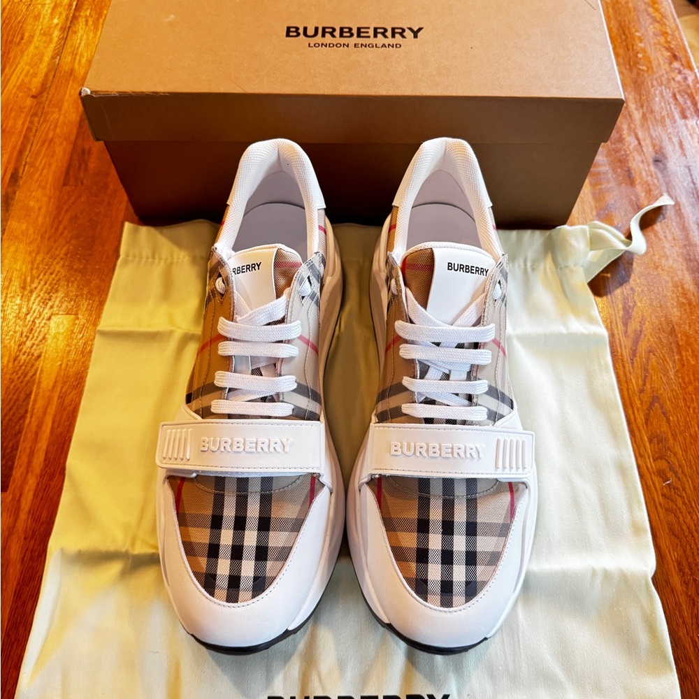 Burberry Check Suede Leather Sneakers Men’s US 12.5